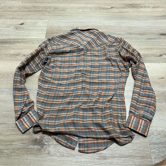 Vintage Levis Western Shirt Men’s Medium Blue Tab Pearl Snap USA Tapered READ - Picture 6 of 7